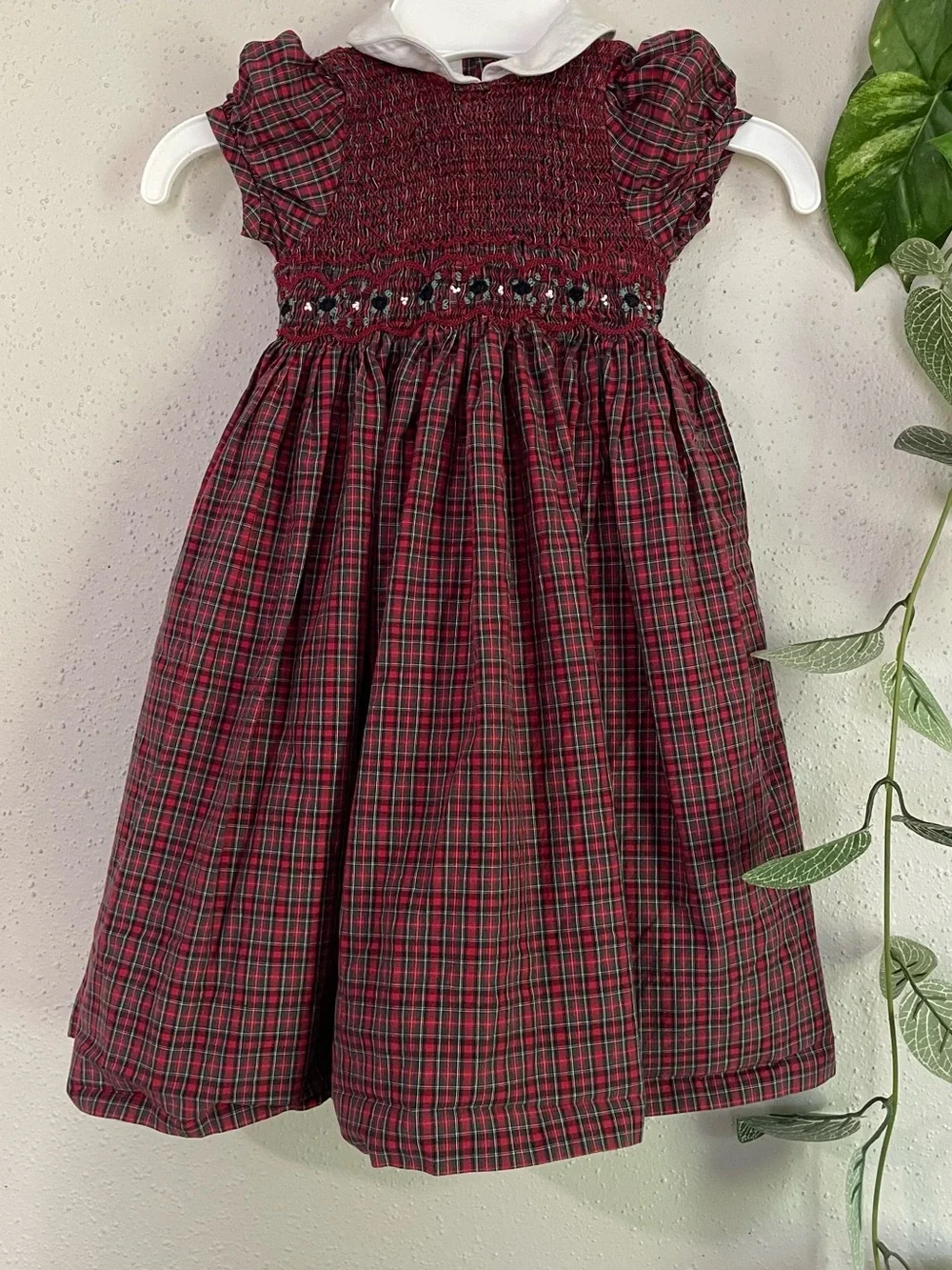 Ralph Lauren Girls Smocked Plaid Holiday Dress Red Size 3T Christmas
